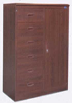 创美时代木纹六斗单门矮柜