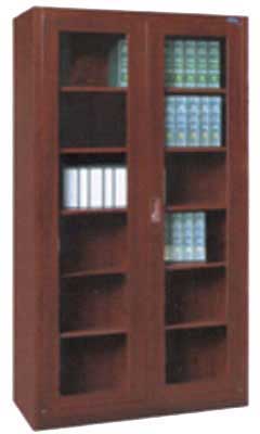 创美时代木纹整体开门书柜