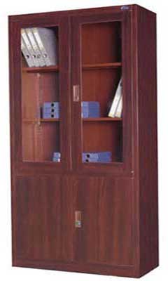 创美时代木纹整体双门书柜
